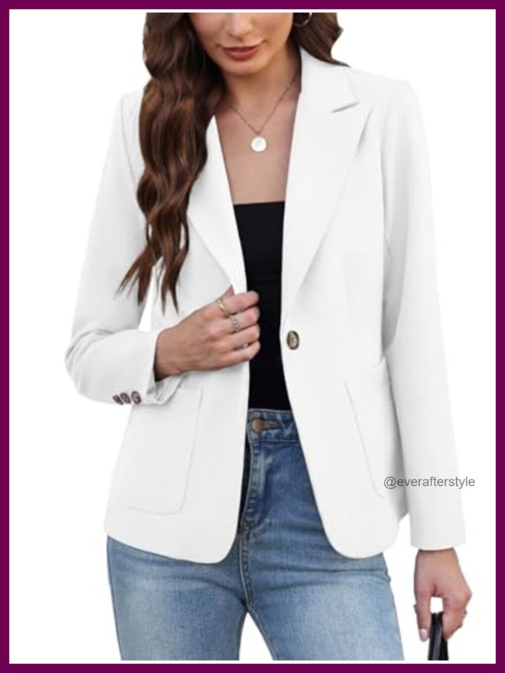 Women's Peak Collar Long Sleeve Open Front Blazer with Pockets Business Casual